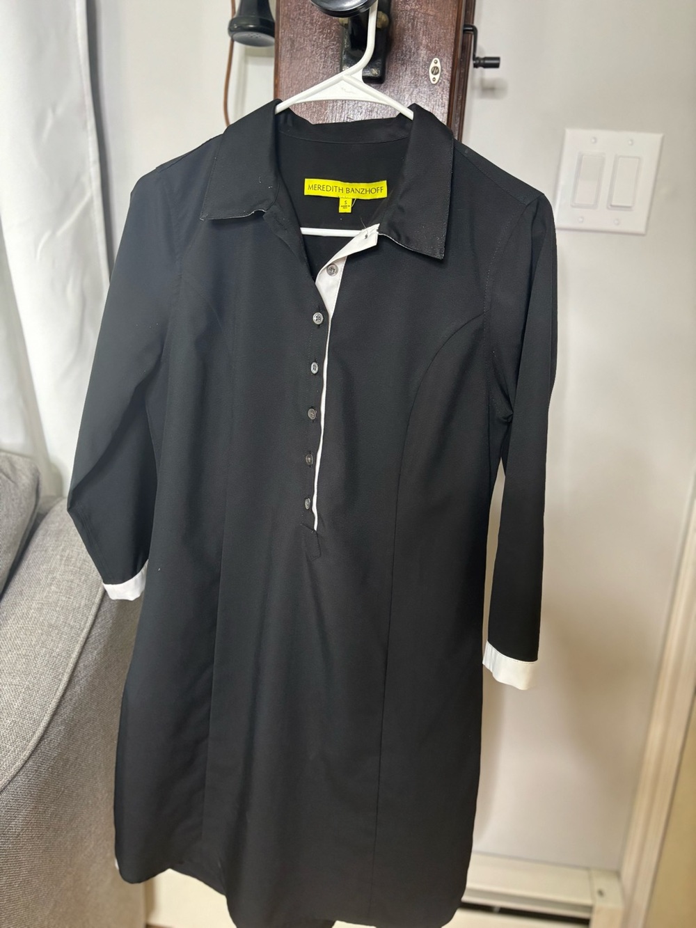 Meredith Banzhoff Black Shirt‑Dress – Size S – Excellent Condition